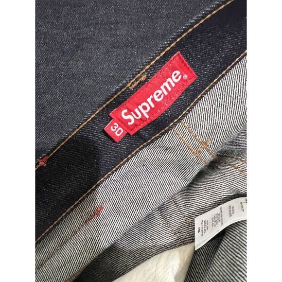 Supreme Straight Leg Button Fly Jeans in Dark Blue - Picture 5 of 5